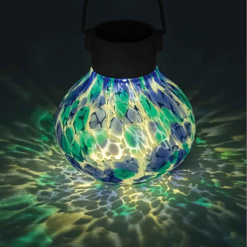 Hand-blown Glass Solar Tea Lantern - Blue